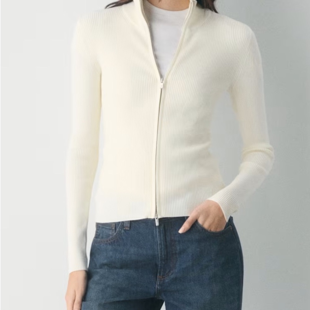 Aritzia Stereo Zip-Up in Light Birch
